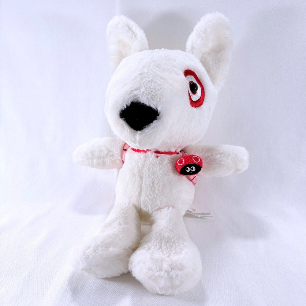 Target Bullseye Dog Mascot Plush 15" Bull Terrier Plaid Backpack w/ Ladybug
